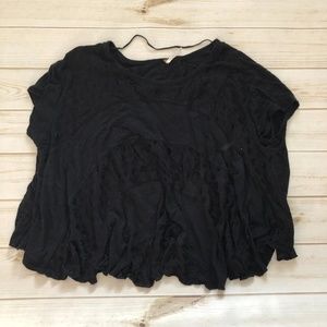 Free People Embroidered Flower Crop T-shirt